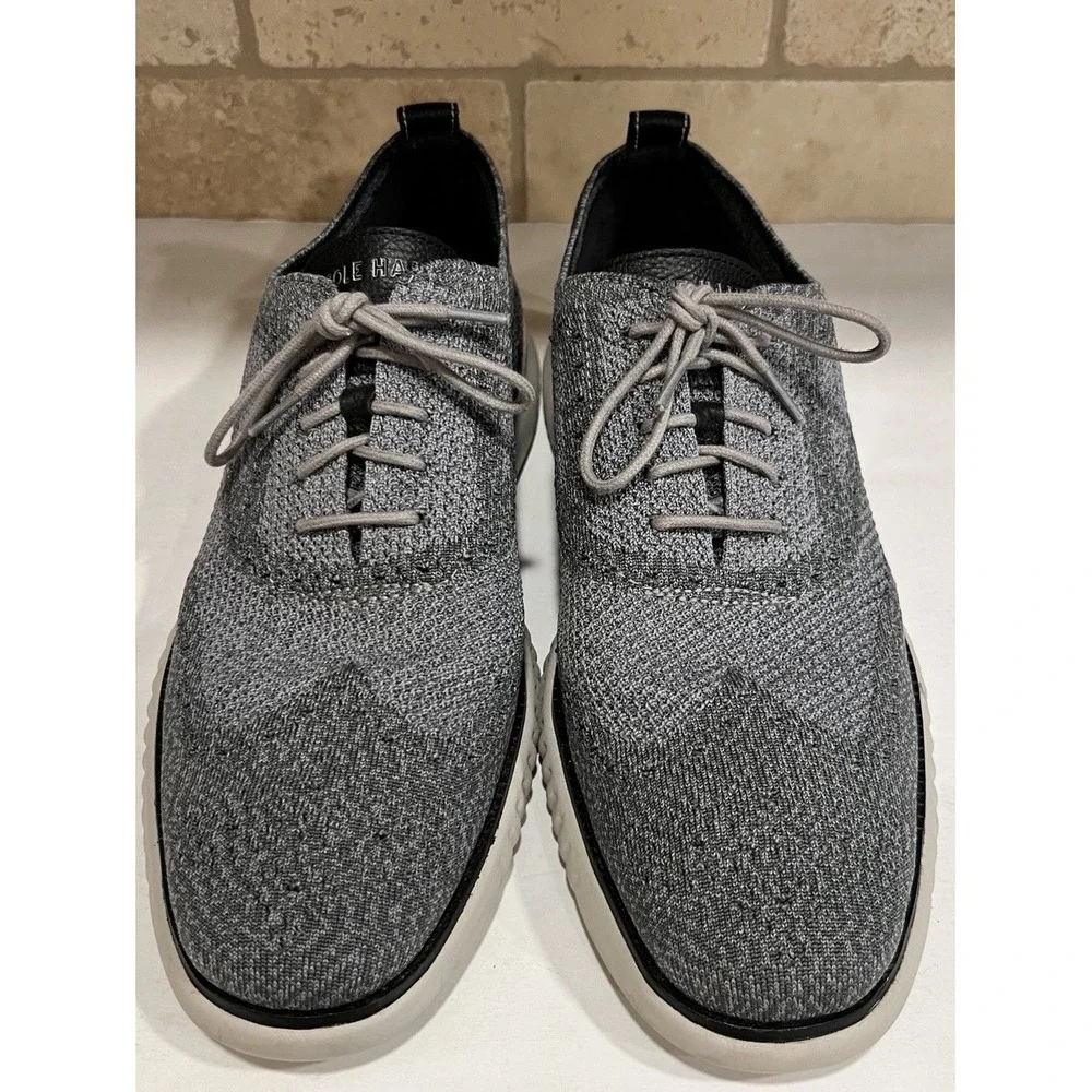 Cole Haan 2.ZeroGrand Men's‎ Size 11M Gray Knit Wingtip Oxford Shoes (C27565)